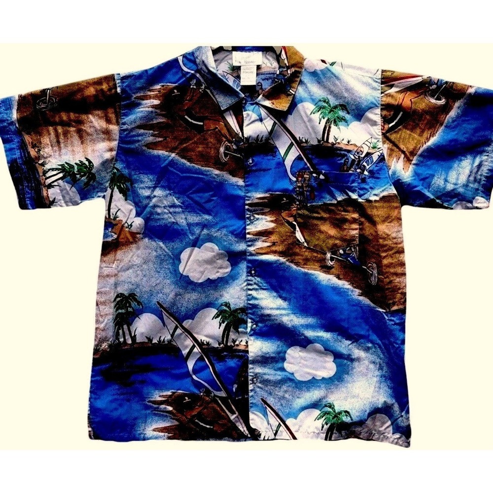 Vintage Repage Windsurfing Shirt Men's XL Blue Made In Jamaica Button Down